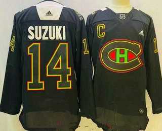 Men%27s Montreal Canadiens #14 Nick Suzuki Black History Night Authentic Jersey->montreal canadiens->NHL Jersey